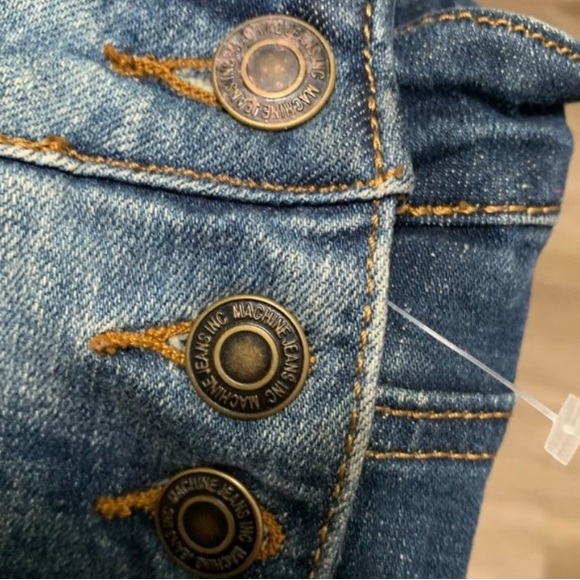 Machine Dark Wash Distressed Overalls Juniors Large - Picture 5 of 12